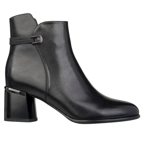 Czarne botki na obcasie damskie Filippo DBT7377/25 skórzane ocieplone