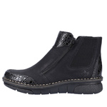 Czarne Botki damskie Rieker 73355-00 black eko-skórzane szerokie