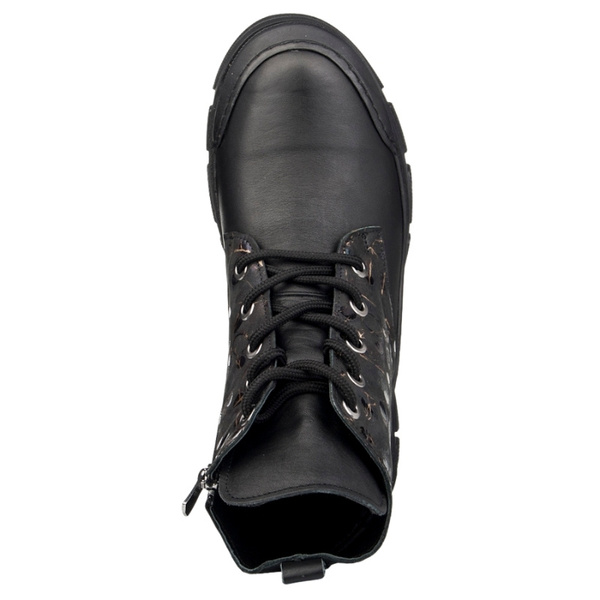 Botki czarne damskie skórzane Artiker 57C2179 ocieplane trzewiki zimowe