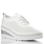 Białe półbuty ażurowe na koturnie T. Sokolski AMI W26-150 skórzane