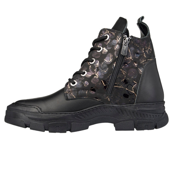 Botki czarne damskie skórzane Artiker 57C2179 ocieplane trzewiki zimowe