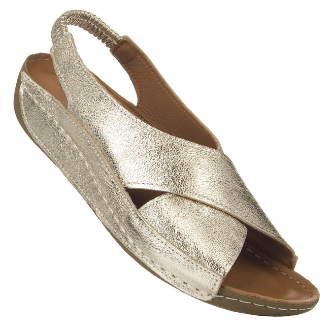 Złote Sandały damskie T.Sokolski HH L670 GOLD skórzane