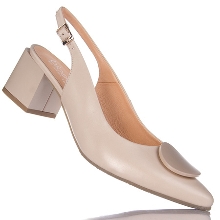 Sandałki na obcasie Arka 4062 beż skóra