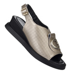 Sandały na koturnie damskie Filippo DS6873/25 GO złote skórzane