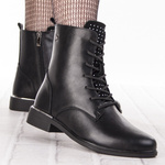 Botki damskie skórzane wiązane Filippo DBT4747/25 BK D czarne