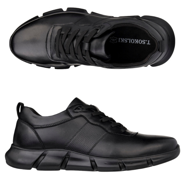 Skórzane sneakersy męskie T.Sokolski CH J25-99 BLK czarne wiązane