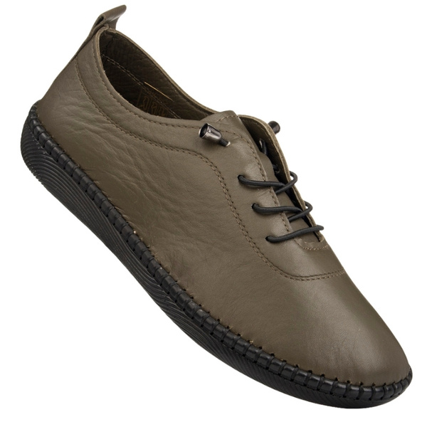 Zielone półbuty skórzane T. Sokolski 2023 Khaki wiązane buty damskie