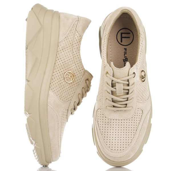 Sneakersy Filippo DP2138 BE beżowe skórzane