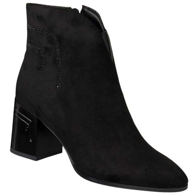 Zamszowe Botki damskie D&A S.Barski MR52-131 czarne ocieplone