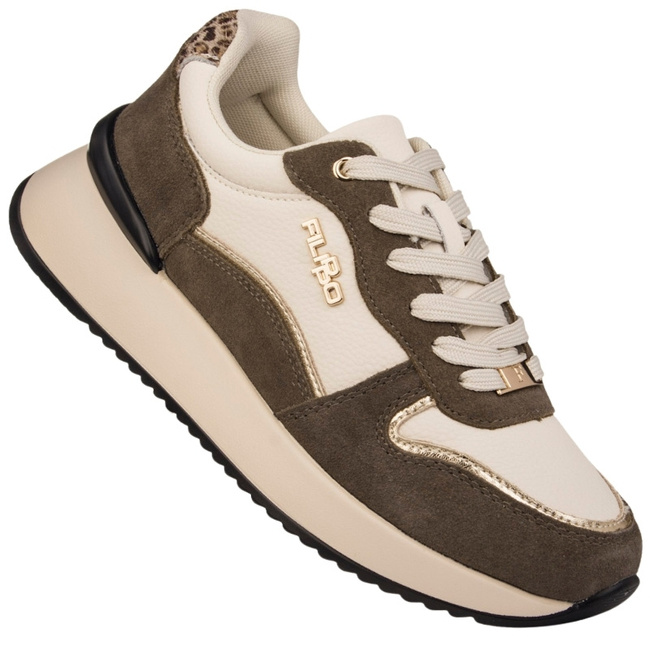 Sneakersy sportowe na platformie damskie Filippo DP7103 WH BR skórzane