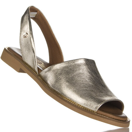 Sandały płaskie wsuwane damskie złote Lemar 40327 kryształ złoto