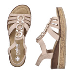 Sandały damskie na koturnie wsuwane różowe Rieker 63778-31 rose