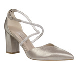 Złote czółenka damskie Kotyl 3739 złoty ef skórzane buty ślubne