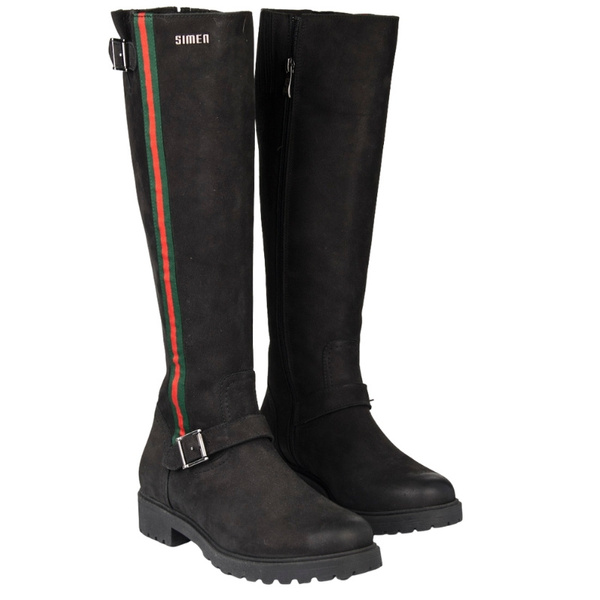Czarne kozaki damskie Simen 1972A S04 skórzane ciepłe WEŁNA