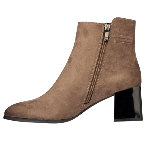 Zamszowe botki damskie Potocki 12743KH beżowe ocieplone wygodne