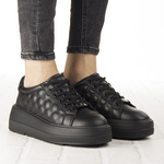 Czarne sneakersy na platformie damskie skórzane Filippo DP7285/25 BK