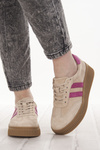 Beżowe sneakersy damskie Filippo DP6776/25 BE FH buty sportowe skórzane