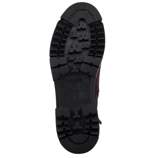 Bordowe botki na grubej podeszwie Artiker 57C2297 skórzane ocieplone