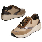 Beżowe sneakersy na platformie damskie Filippo DP7105/25 BE skórzane