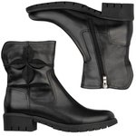 Skórzane Botki damskie Bioeco Arka 7969 czarne eleganckie ocieplone