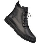 Botki czarne damskie skórzane Artiker 55C1528 ocieplane trzewiki zimowe