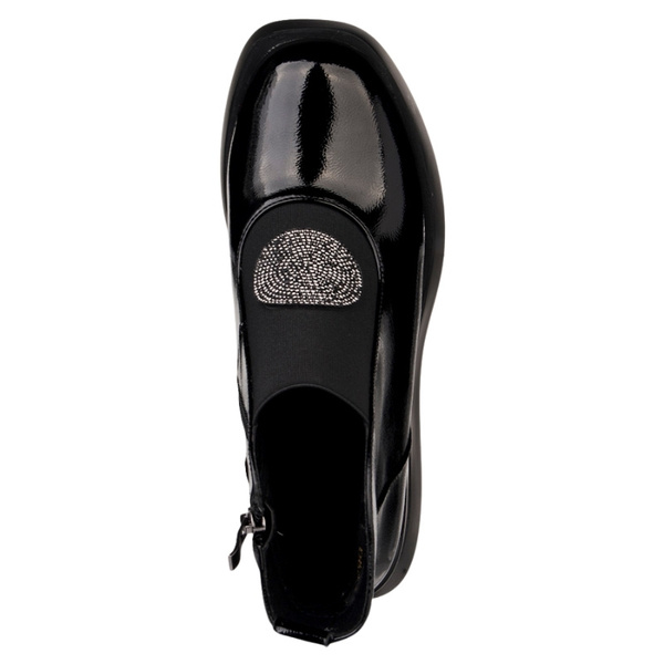 Lakierowane Botki damskie na koturnie D&A S.Barski MR52-104 czarne