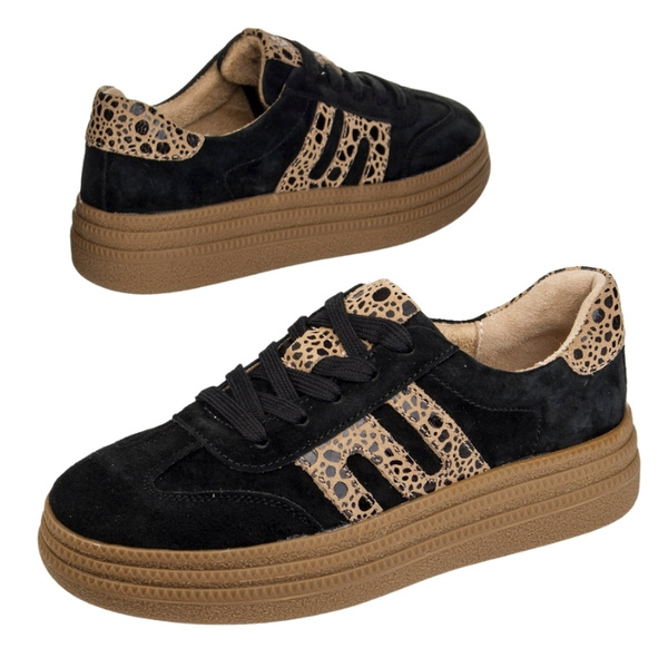 Czarne sneakersy na platformie damskie Filippo 7114/25 BK skórzane