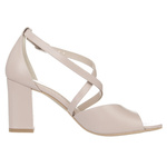 Beżowe sandałki damskie skórzane Kotyl 4317 beż lico buty taneczne