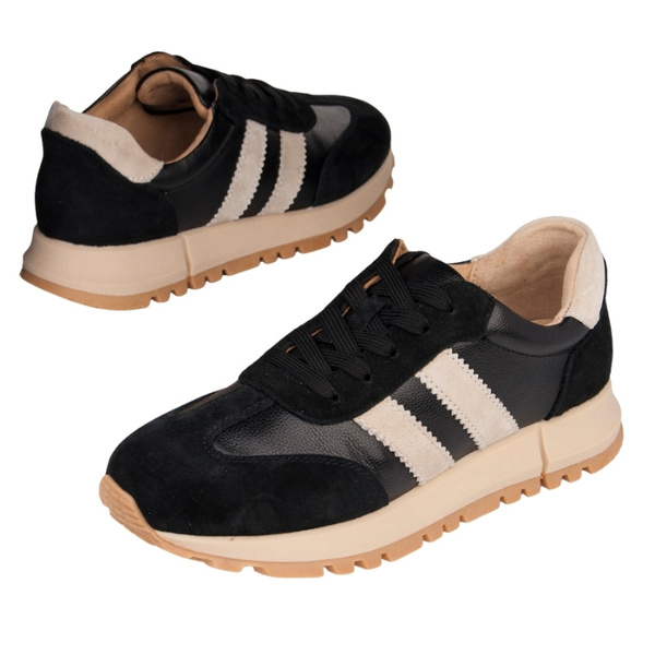 Czarne sneakersy damskie Venezia V408-00395-09 skórzane buty sportowe