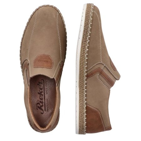 Mokasyny męskie Rieker B5273-64 beż skóra