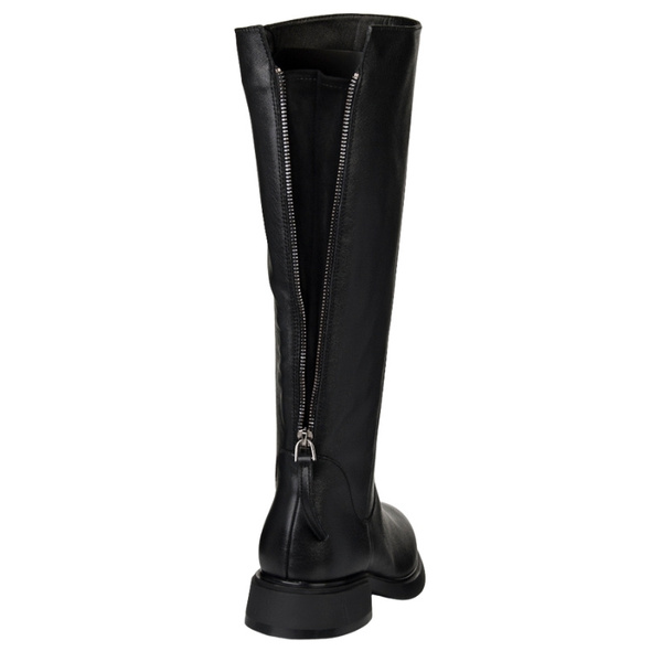 Skórzane kozaki damskie S.Barski JC52-837 czarne szeroka cholewka