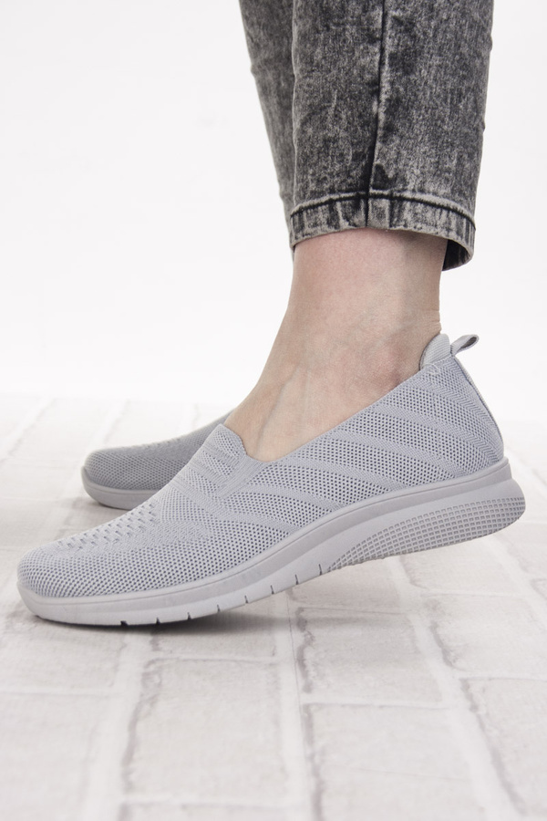 Sneakersy materiałowe damskie Potocki 16330GR szare buty slip-on