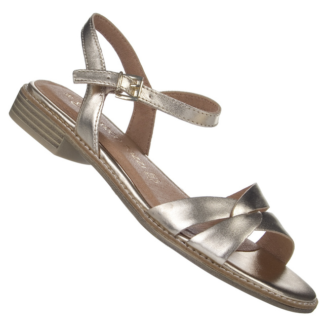 Złote Sandały damskie Marco Tozzi 28123-42 gold skórzane płaskie