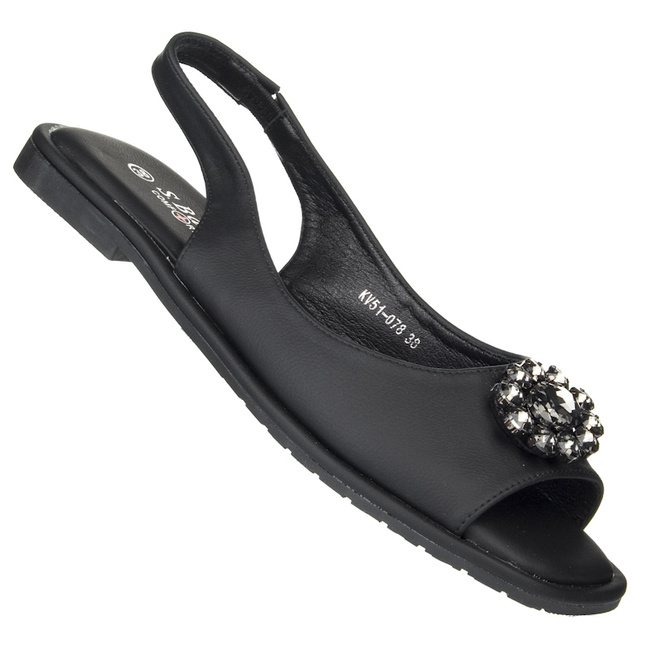 Eleganckie sandały damskie czarne S. Barski 078 casual z ozdoba