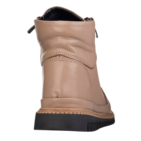 Skórzane Botki damskie Artiker 54C0786 capuccino beżowe ciepłe