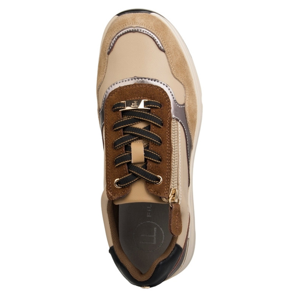 Beżowe sneakersy na platformie damskie Filippo DP7105/25 BE skórzane