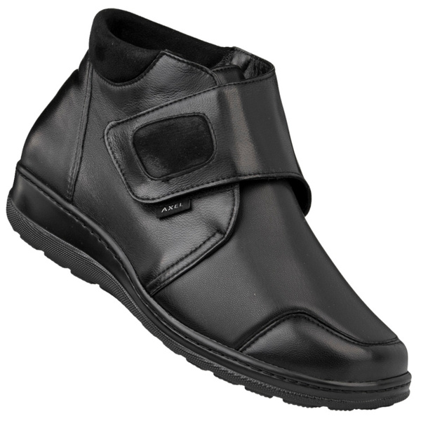 Skórzane botki damskie na rzepy Axel 1726 czarne tęgość H na haluksy