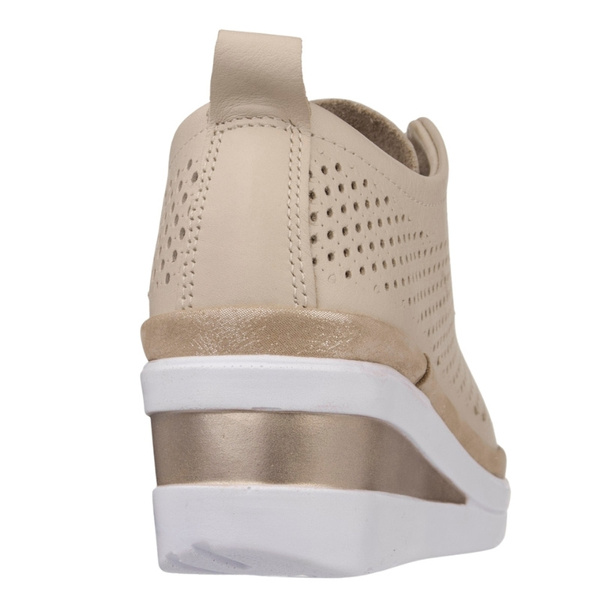 Ażurowe półbuty na koturnie T. Sokolski AMI W26-150 BEIGE beżowe skórzane