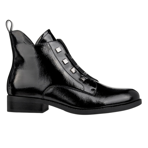 Eleganckie Botki lakierowane S.Barski HY52-527 czarne ocieplone