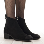 Zamszowe botki damskie Potocki 12751BK czarne ocieplone wygodne