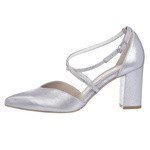 Srebrne czółenka damskie Kotyl 3739 srebrny ef skórzane buty ślubne