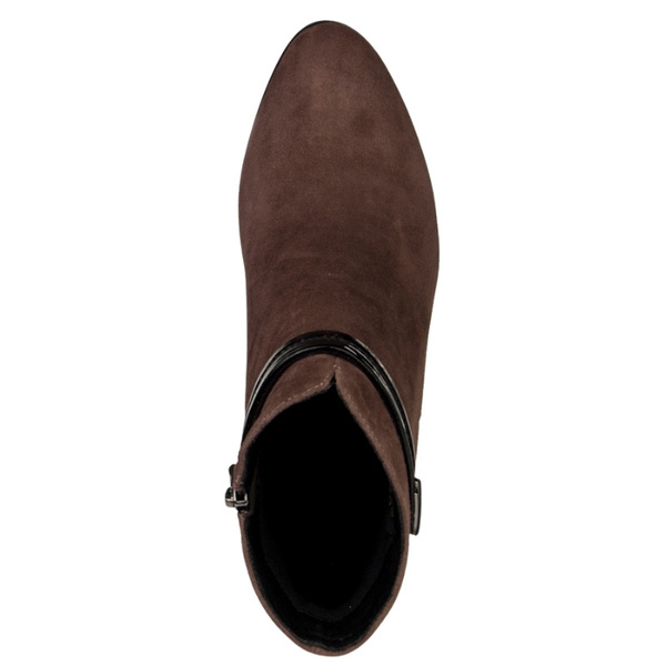 Botki damskie na obcasie S.Barski CR52-650 brown brązowe skórzane