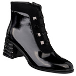 Lakierowane Botki damskie D&A S.Barski MR52-144 czarne skórzane