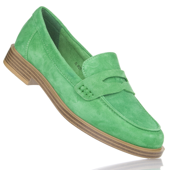 Zielone półbuty wsuwane lordsy damskie T. Sokolski W25-100 green skóra