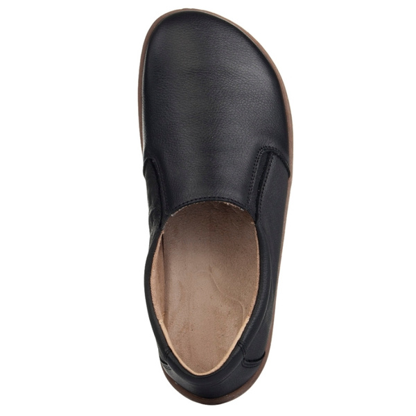 Buty Barefoot damskie wsuwane Helios 452 czarne skórzane Polskie
