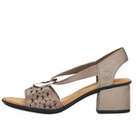 Wsuwane Sandały na klocku damskie Rieker 64677-64 beige beżowe