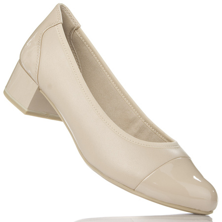 Czółenka Caprice 22500 beżowe skórzane