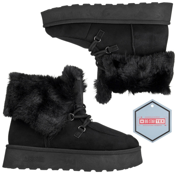 Śniegowce damskie mukluki Big Star SS274113 czarne ciepłe z futerkiem