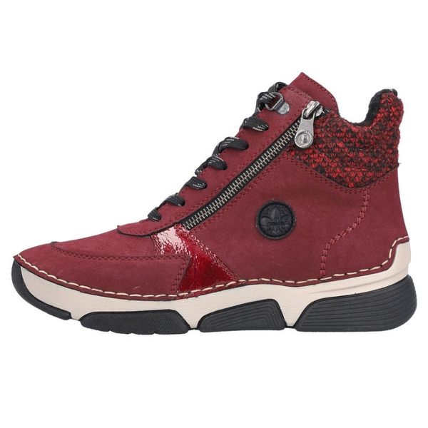 Czerwone sneakersy zimowe botki Rieker 45960-35 red skórzane 