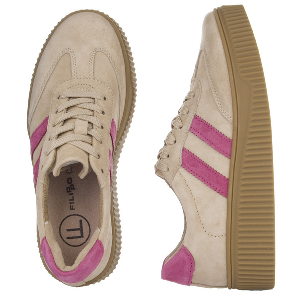 Beżowe sneakersy damskie Filippo DP6776/25 BE FH buty sportowe skórzane
